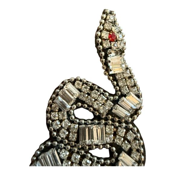 Rhinestones Snake Earrings 3.25” Fashion Jewelry - Picture 3 of 8